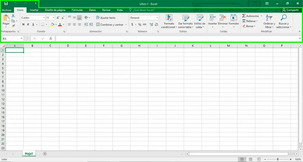 Barra de herramientas en Excel