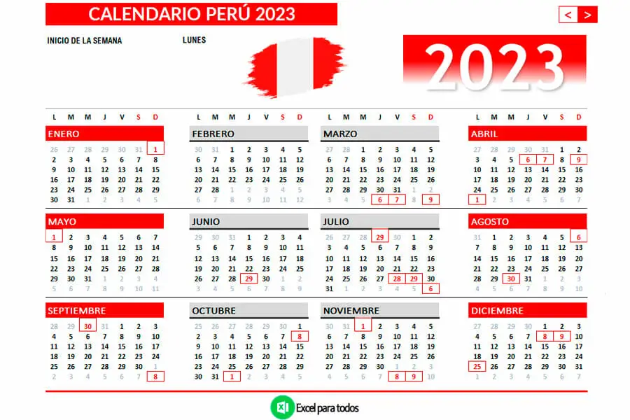 Calendario 2023 Peru