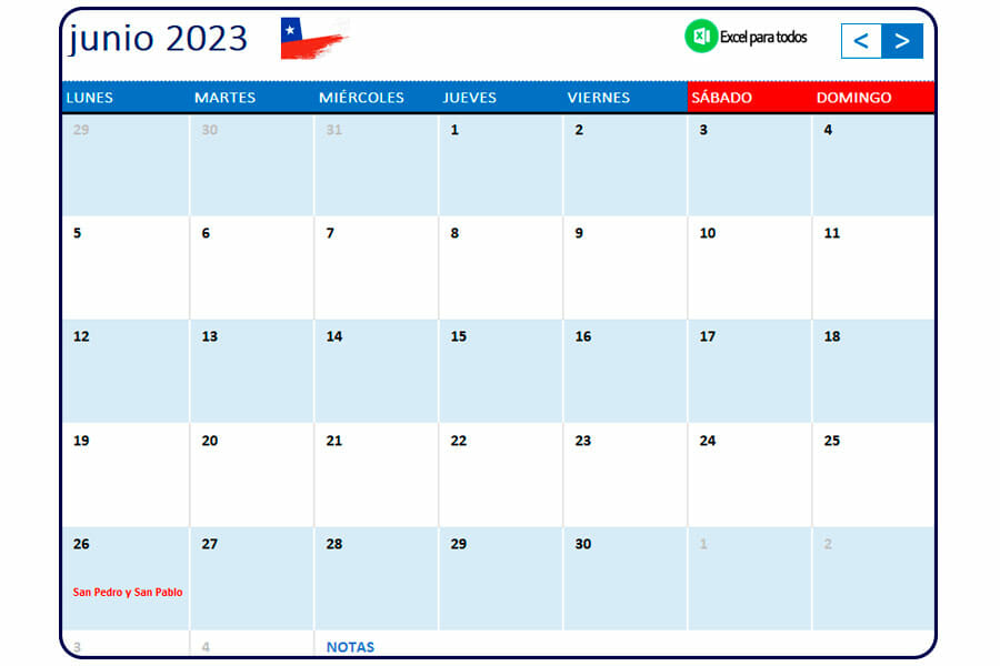 calendario junio 2023 chile