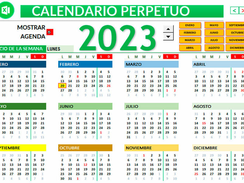 Calendario Perpetuo con Agenda en Excel