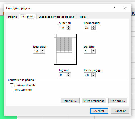 Configurar impresión del arqueo de caja en Excel