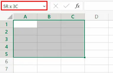 Conocer filas y columnas del rango seleccionado | Cuadro de nombre en Excel