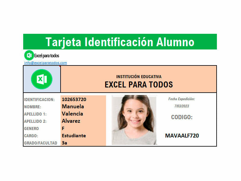 Credencial escolar para llenar