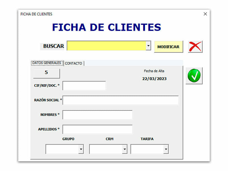 Plantilla Ficha de cliente en Excel