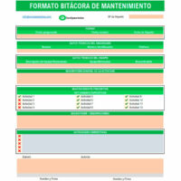 Formato Bitácora de Mantenimiento en Excel y PDF