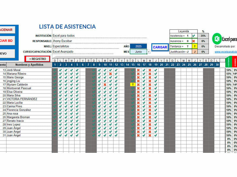 plantilla registro de asistencia