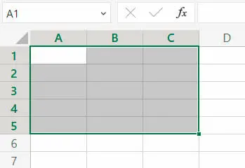 Seleccionar un rango de celdas | Cuadro de nombre en Excel