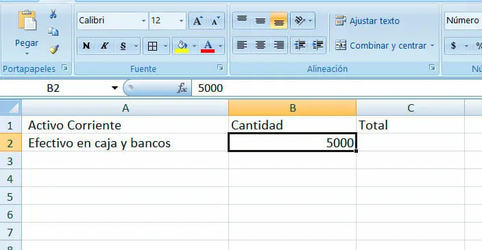 Calcular el capital de trabajo en Excel | Paso 3