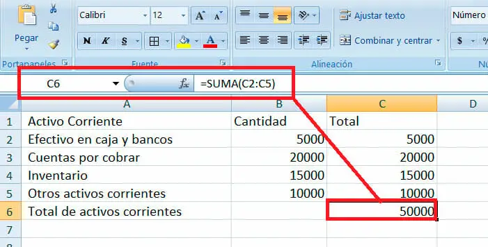Calcular el capital de trabajo en Excel | Paso 6