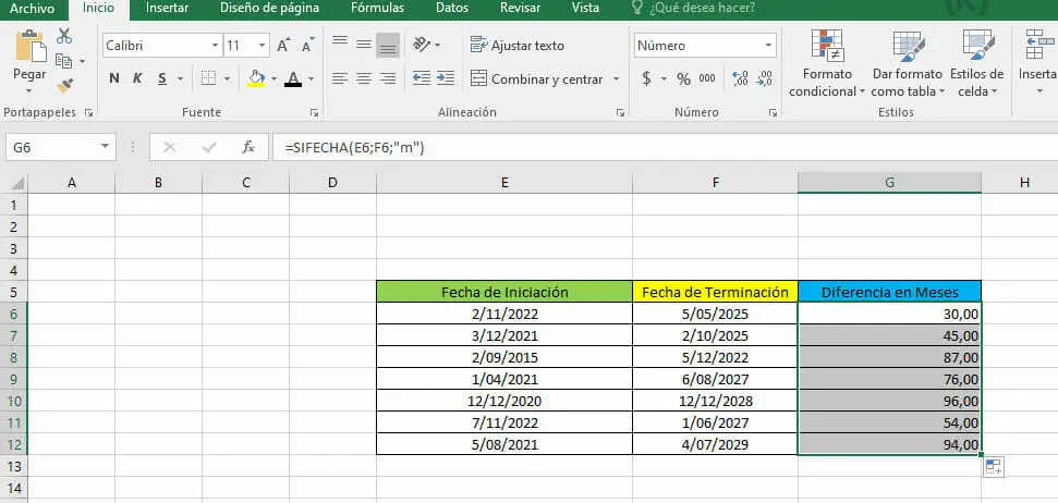 Calcular diferencia en meses en Excel - Paso 4 