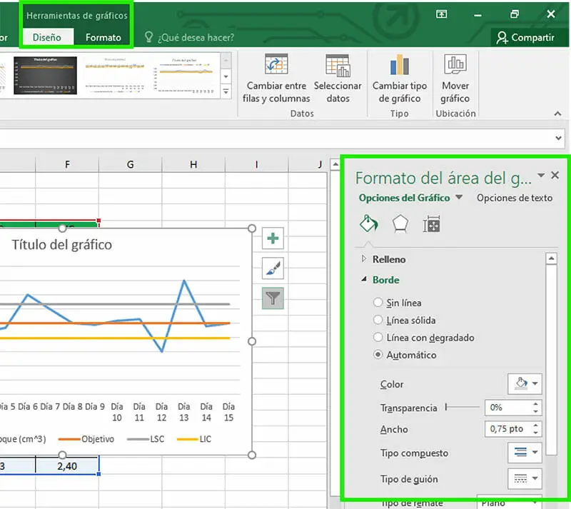 Hacer gráfico de control en Excel - Paso 6