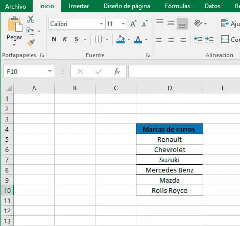 Ordenar alfabéticamente en Excel