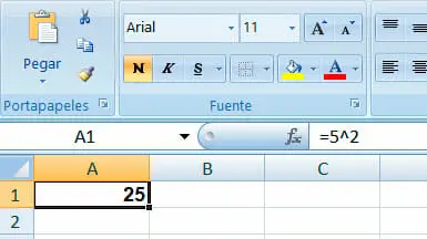 Resultado formula para elevar al cuadrado en Excel