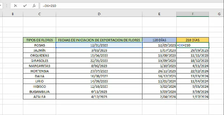 sumar días a una fecha en Excel - paso 5