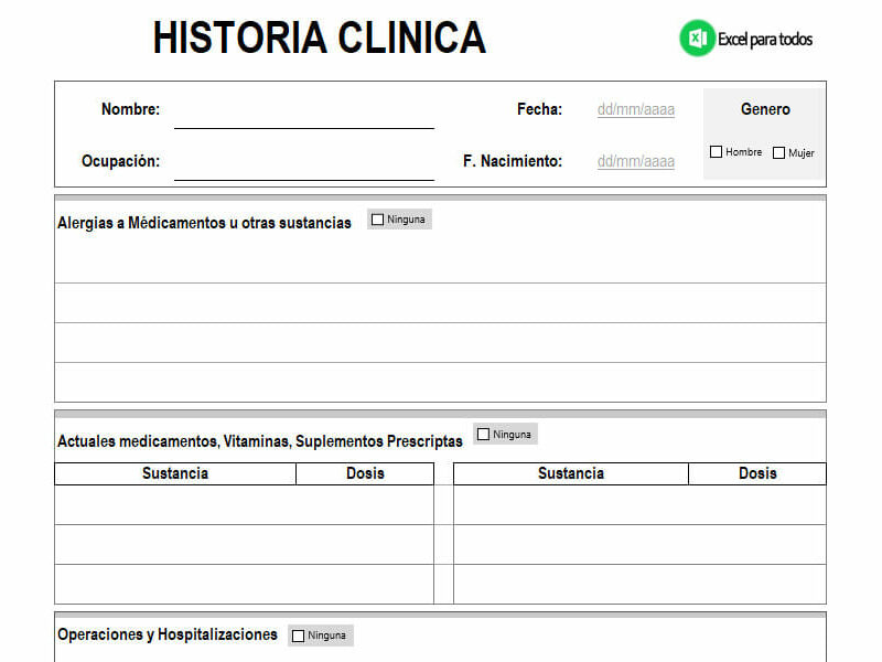 Formato de historia clínica