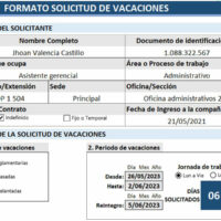 Formato Solicitud de Vacaciones