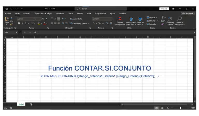 Función CONTAR.SI.CONJUNTO en Excel