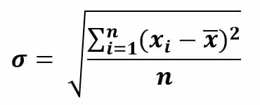 Formula desviación estándar o típica