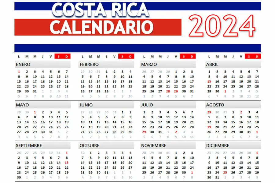 Calendario 2024 Costa Rica