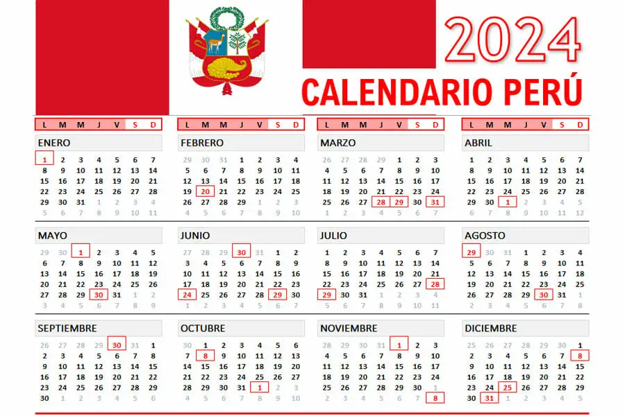 Calendario 2024 Peru