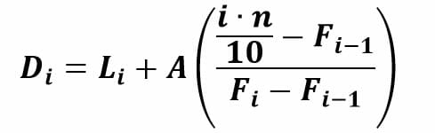 Ejemplo de formula para calcular el decil