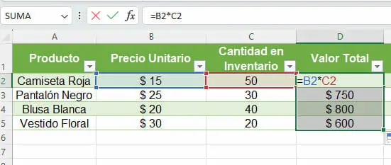 Ejemplo método ABC de inventarios en Excel paso 2