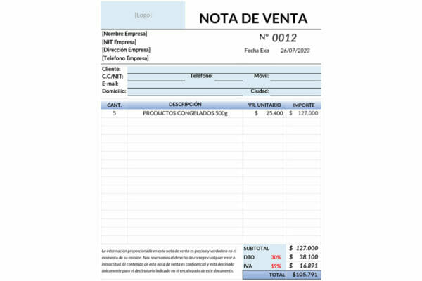 Formato Nota de Venta - Controla y Simplifica tus Ventas