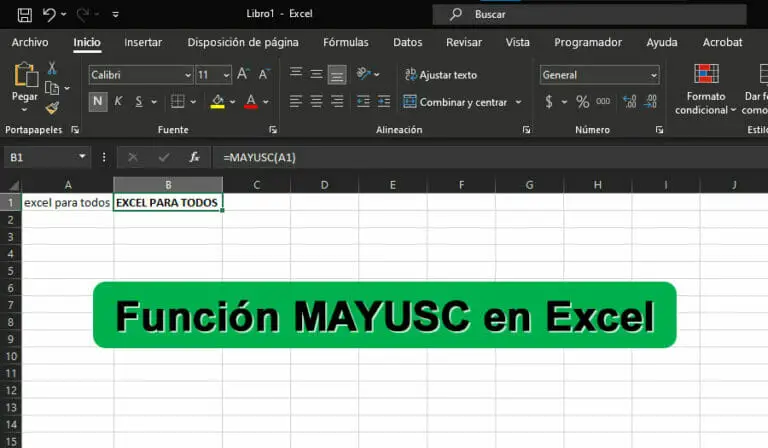 Función MAYUSC en Excel