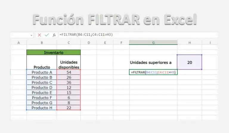 Función FILTRAR en Excel