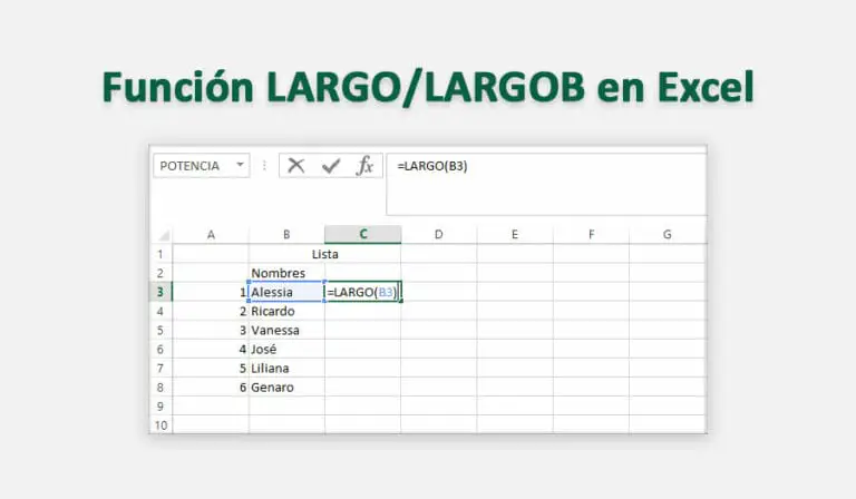 Función LARGO y LARGOB en Excel