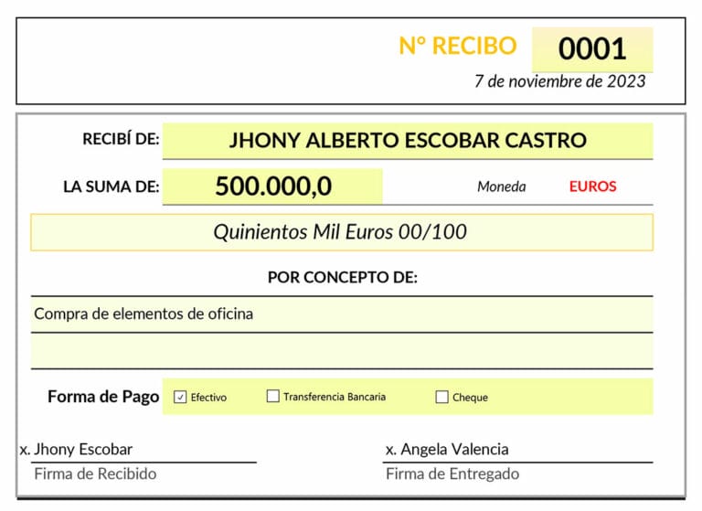 Formato Recibo De Dinero Para Imprimir En Excel Y Pdf 7482
