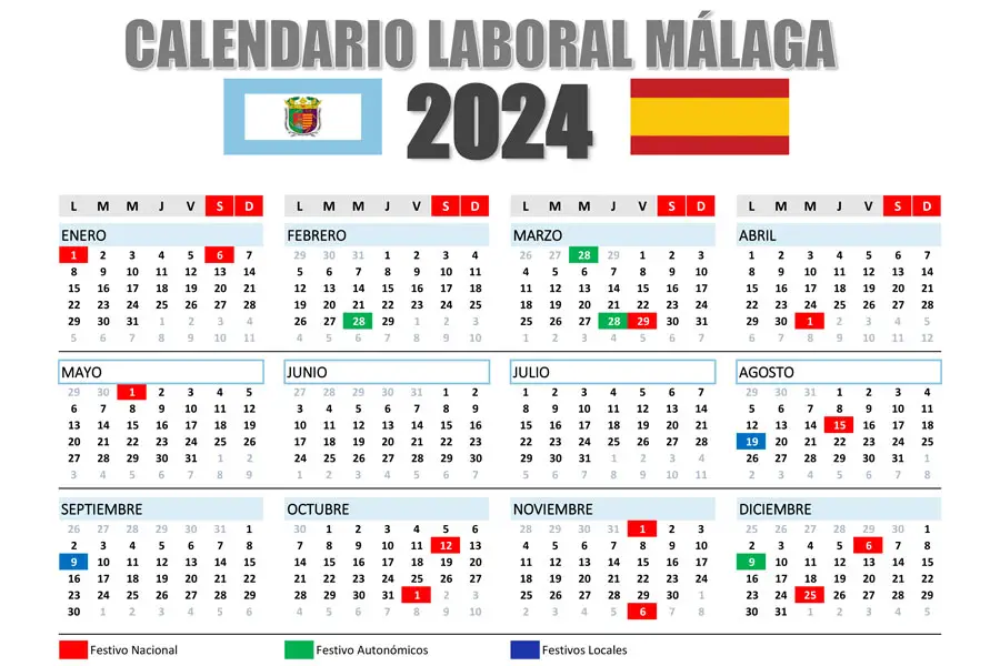 Calendario Laboral Málaga 2024