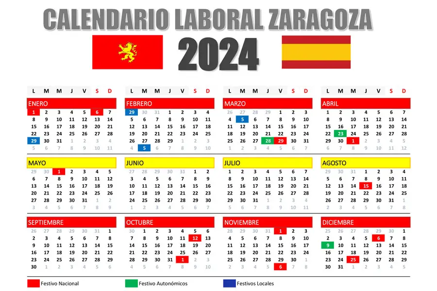 Calendario Laboral Zaragoza 2024