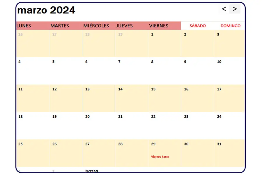 calendario marzo 2024 españa
