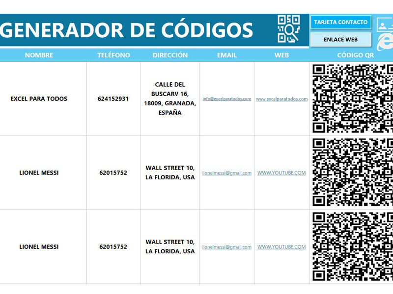 Generador de Códigos QR en Excel