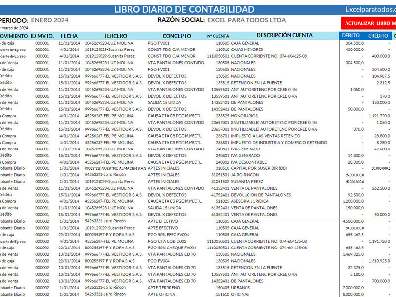 libro diario de contabilidad