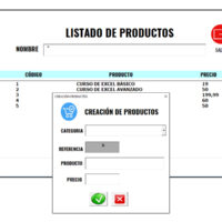 Modulo de productos e inventarios de la plantilla punto de venta en Excel