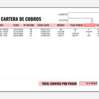 Modulo de cuentas por cobrar a clientes - Plantilla ERP en Excel