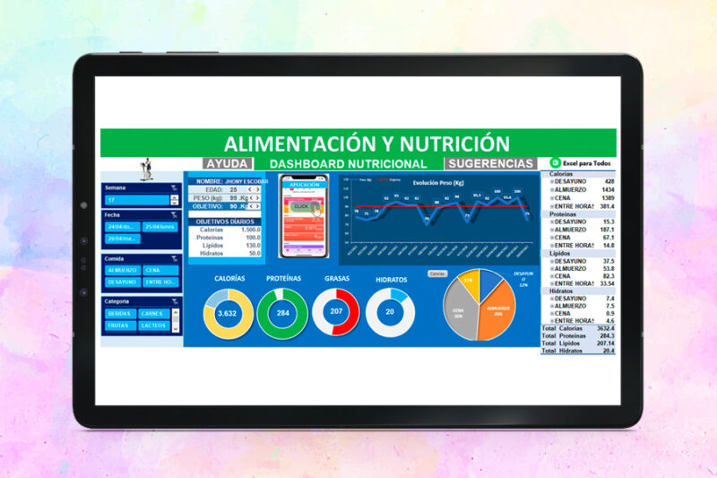 Plantilla de Alimentación y nutricción en Excel