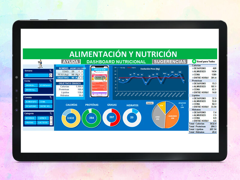 Plantilla de Alimentación y nutricción en Excel