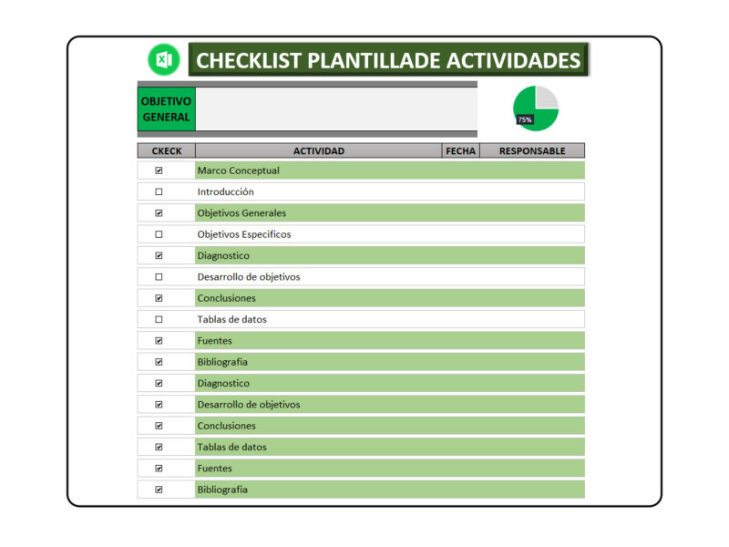 Checklist en Excel Plantilla
