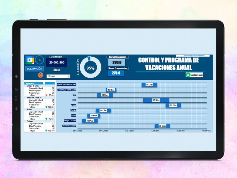 Control de vacaciones en Excel