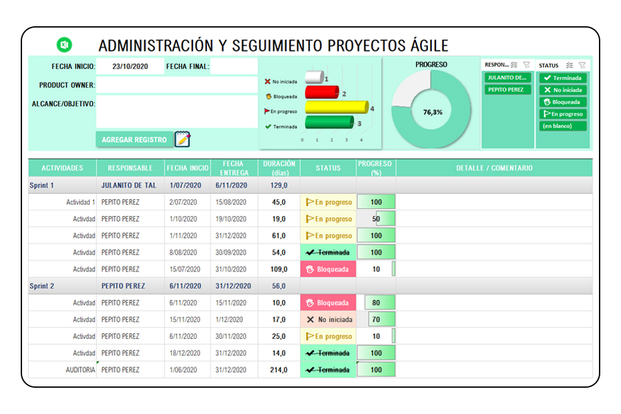 Plantilla Gestion de Proyectos Excel