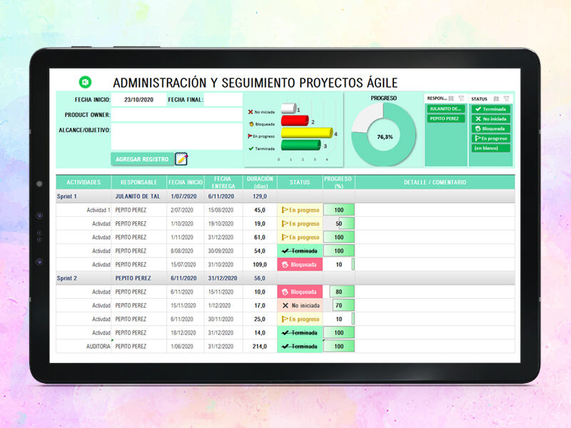 gestion de proyectos en Excel