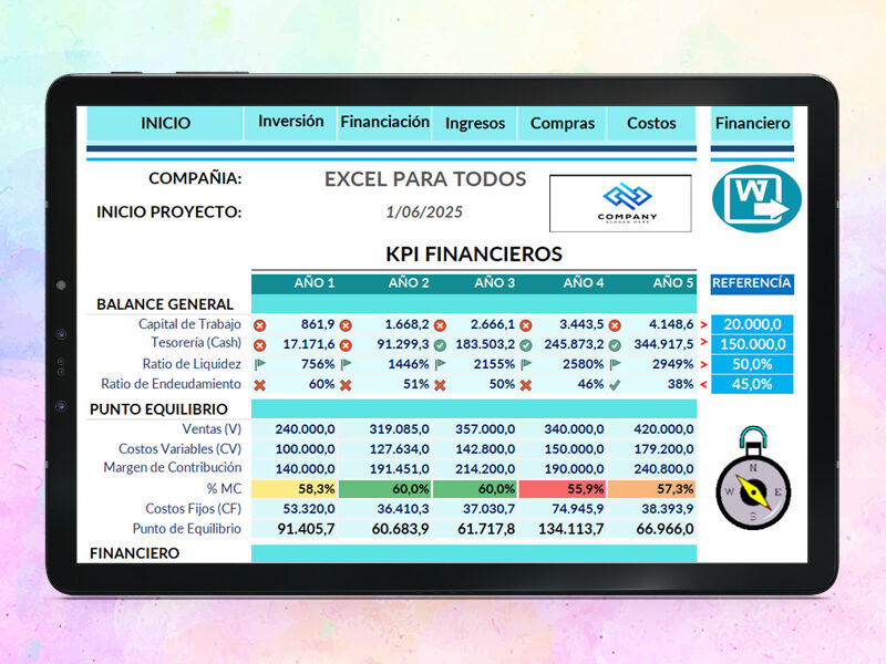Plan de negocio en Excel