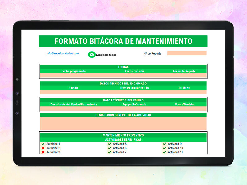 Formato Bitácora de Mantenimiento