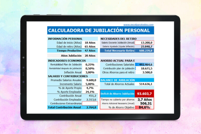 Calculadora de Pensiones en Excel