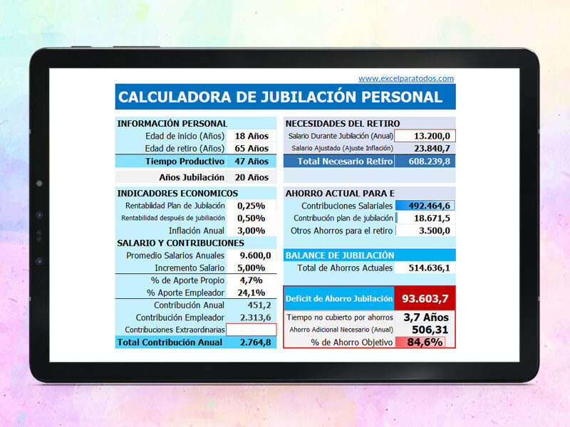 Calculadora de Pensiones en Excel