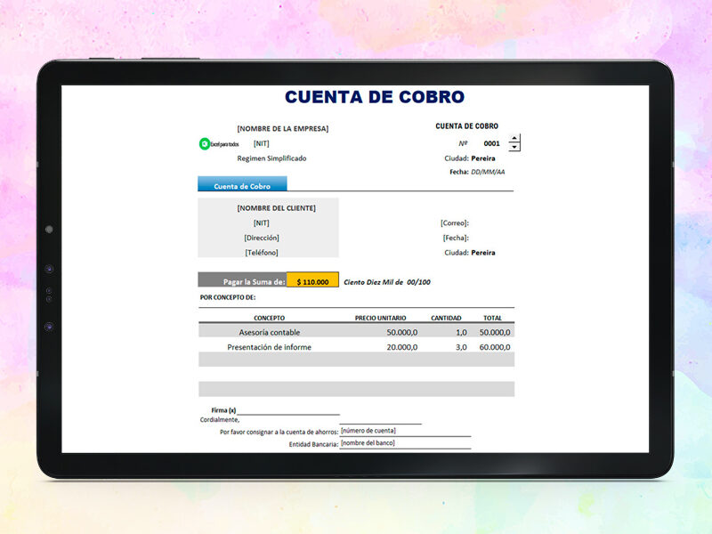 Formato Cuenta de Cobro