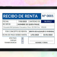Formato Recibo de Arrendamiento en Excel